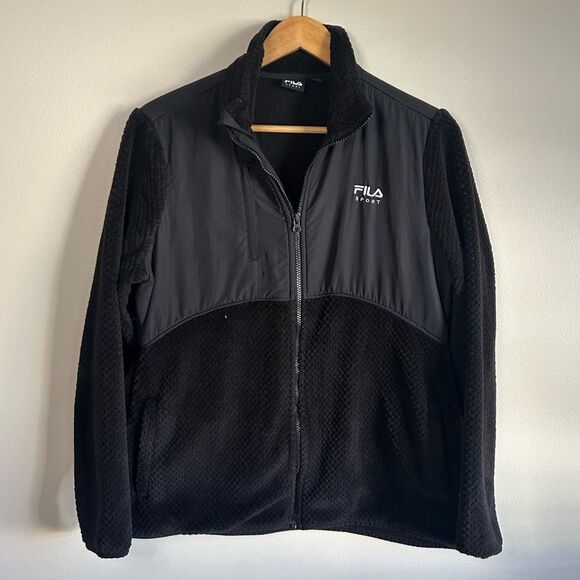 Fila Black Fleece Lined Full Zip Jacket Size Women's Large - Picture 1 of 5